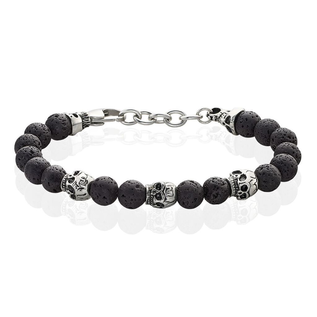 Bracelet Acier Blanc Hantz Pierre De Lave