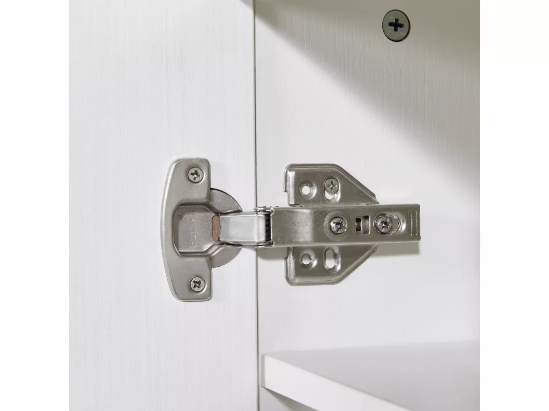 Ilot central de cuisine avec table à manger et 4 portes - 118/180 x 50 x 94 cm - MDF - Blanc