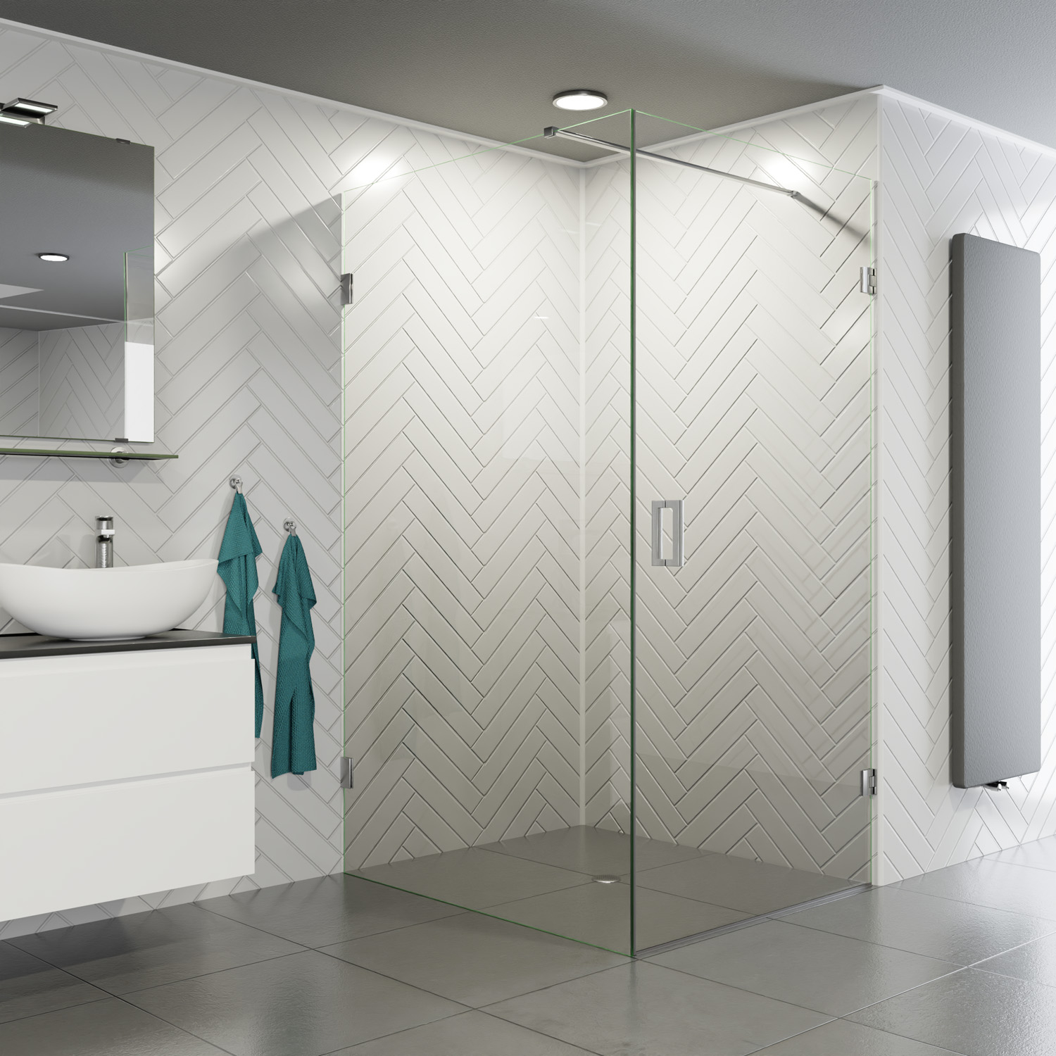 Saniclear Exclusive profielloze douchecabine 120x90cm met 90cm deur RVS