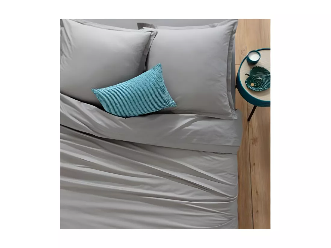 Drap 1 Personne en Coton Gris souris 180 x 290 cm