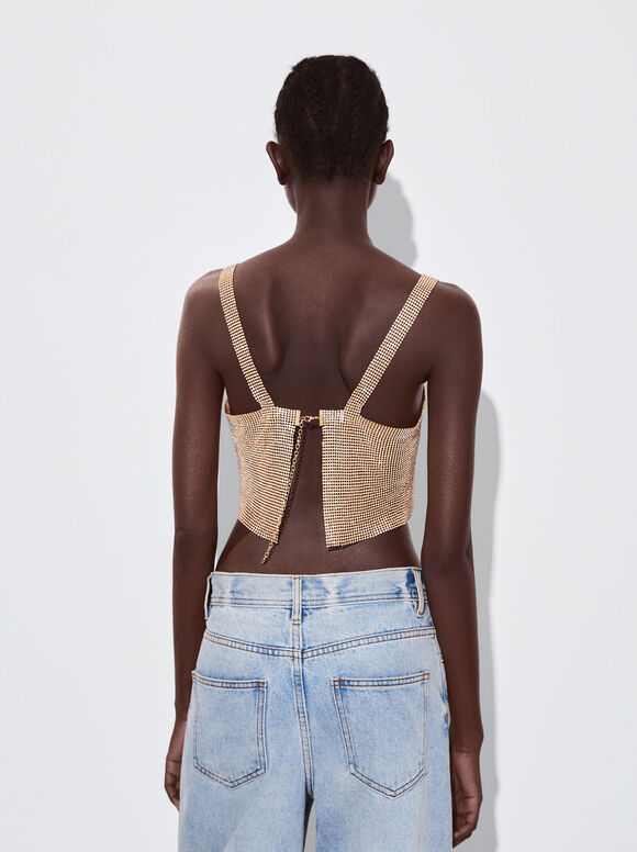 Top cropped com glitter - Dourado