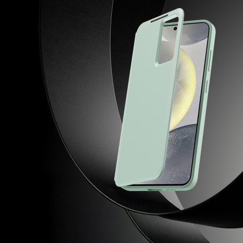 Samsung Galaxy S25 Ultra Leder Hülle Small Window View Flip Case Litchi Look - Hellgrün