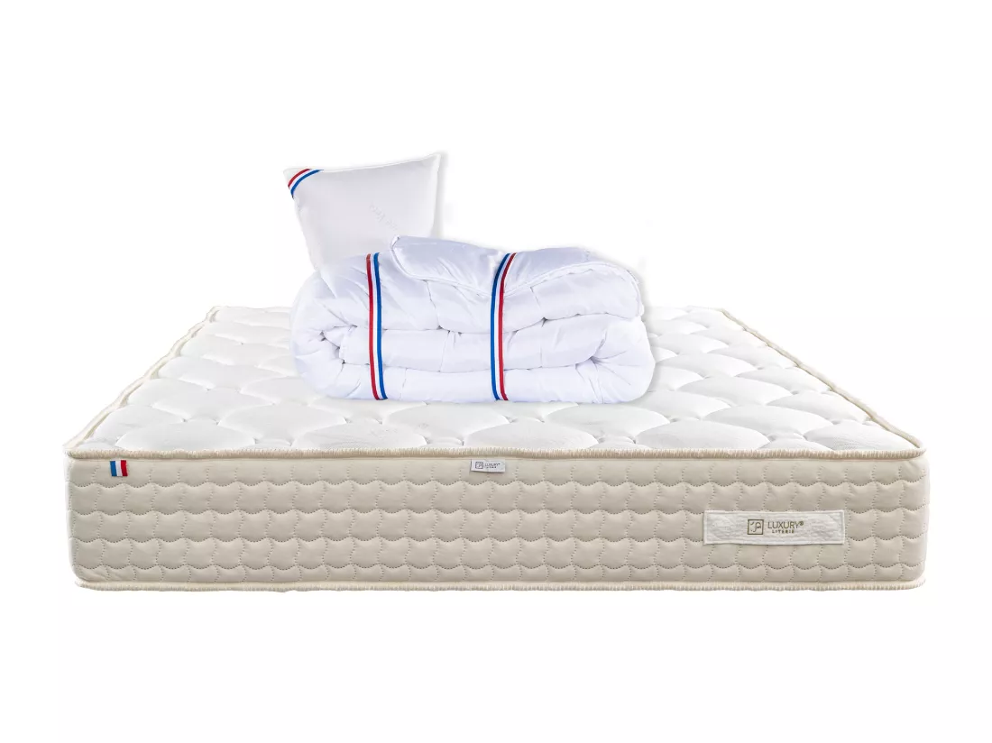 Matelas 90x190 cm, Sublime, 20 cm, mémoire de forme, ferme + 1 oreiller + couette