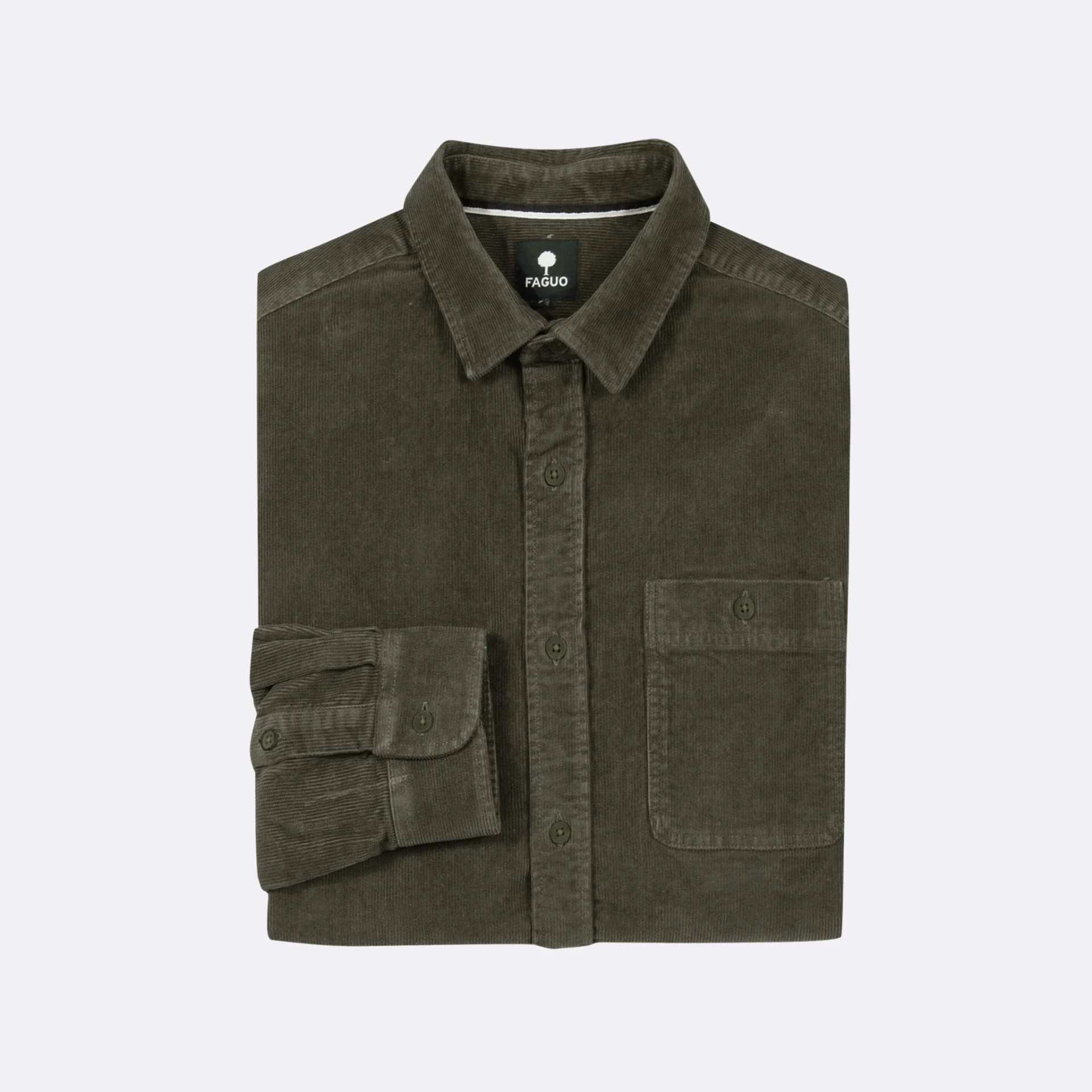 Chemise classique kaki foncée coton - modèle Onca