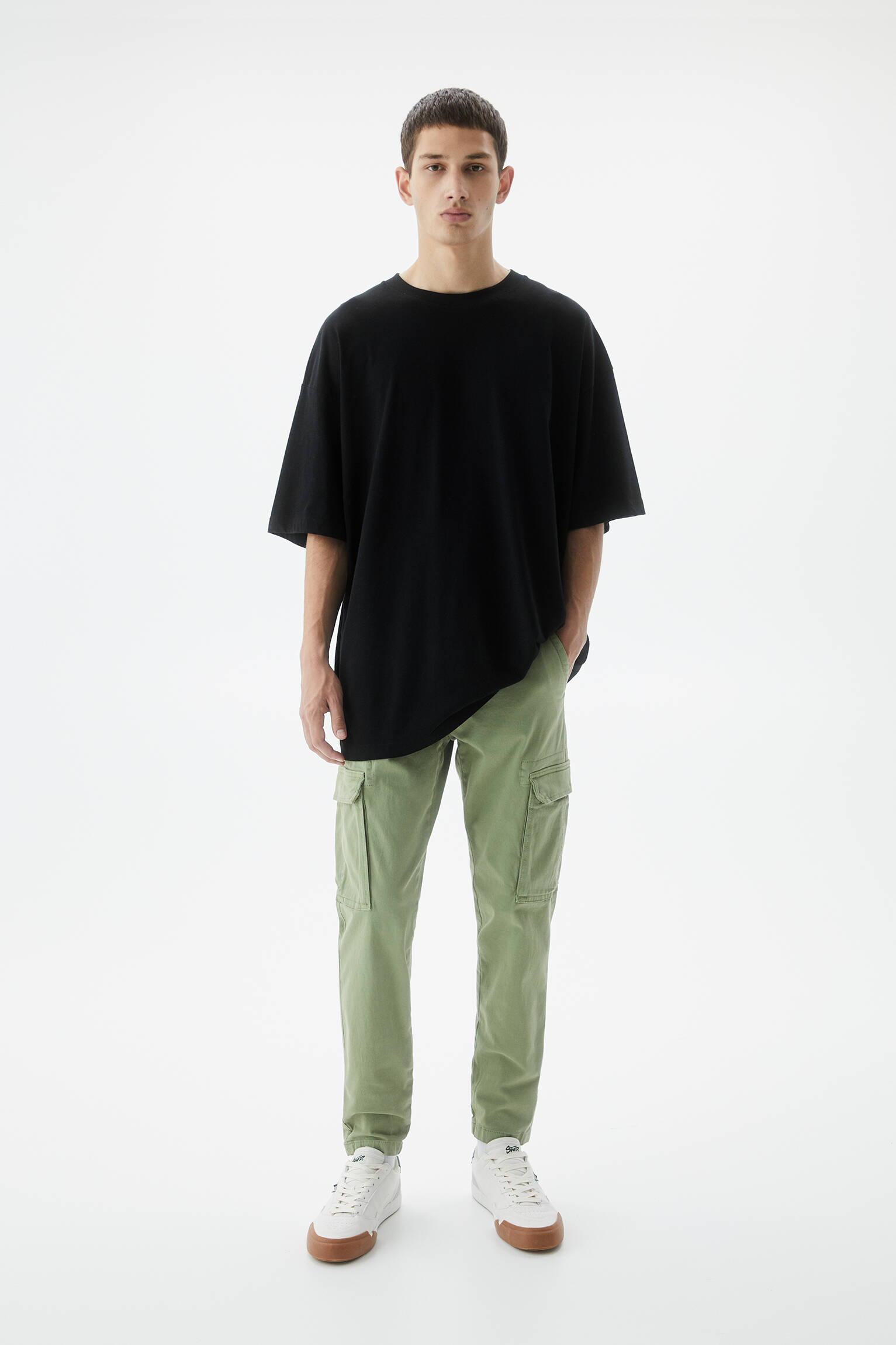 Calça cargo slim - cáqui
