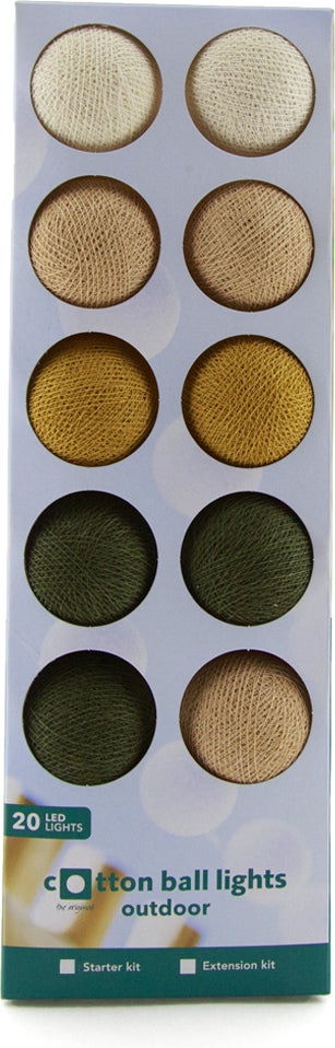 Cotton Ball Lights lichtsnoer Sunflower starter kit bruin/groen 7,4 m met 20 lampen
