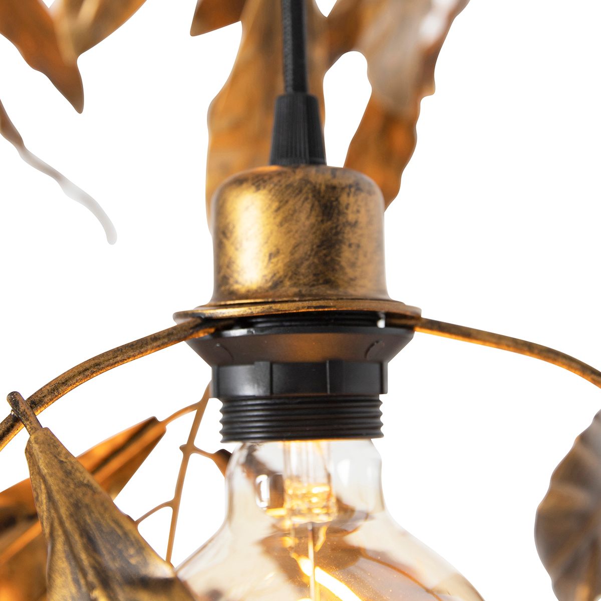 Vintage hanglamp antiek goud rond 3-lichts - Linden