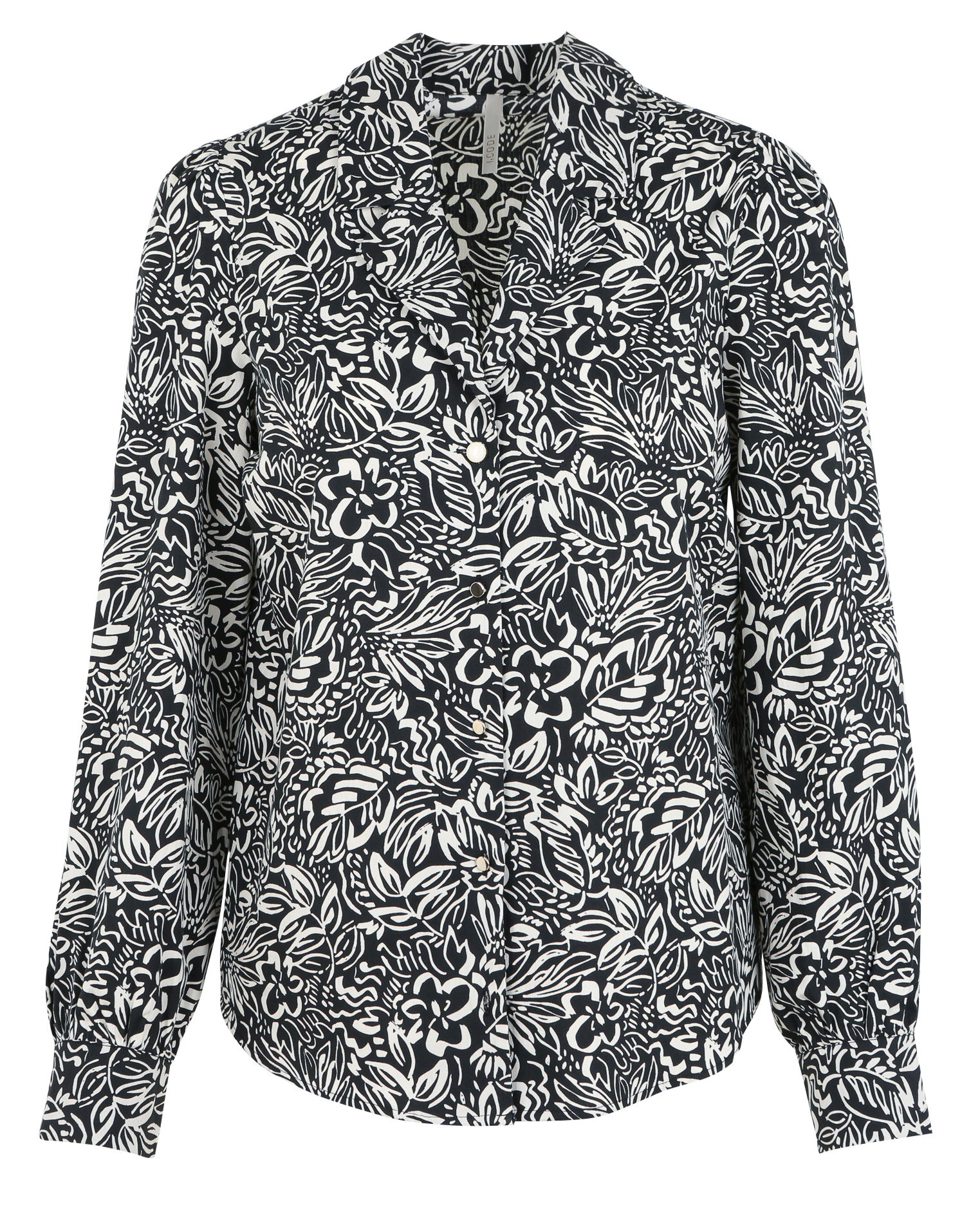 Chemise droite col tailleur en coton | Noir