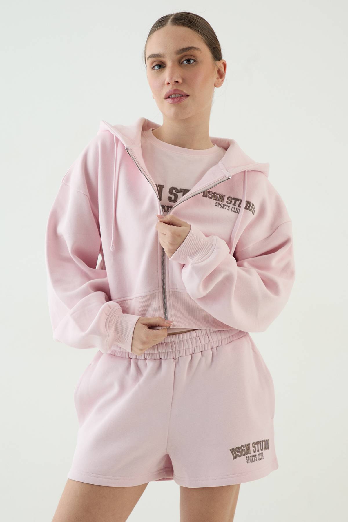 Sweat À Casynthétiqueche Court Boxy Zippé Avec Appliqué Dsgn Studio