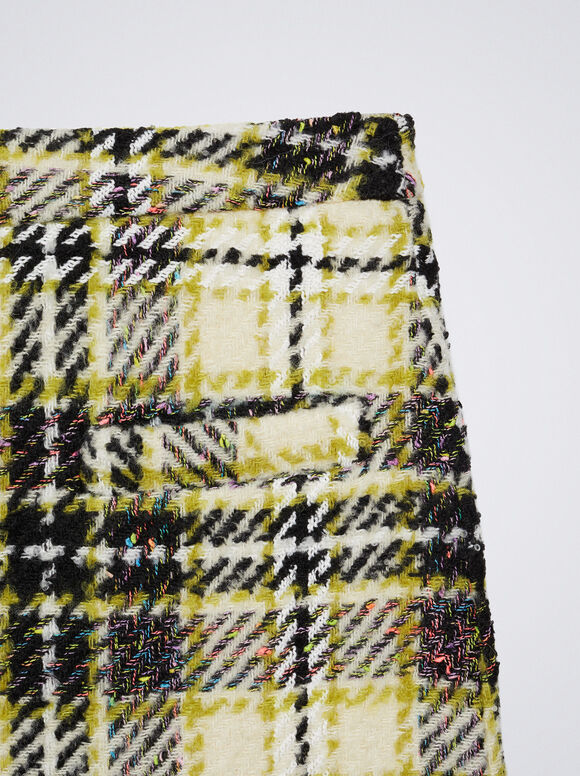 Minissaia xadrez de tricô - Off-White