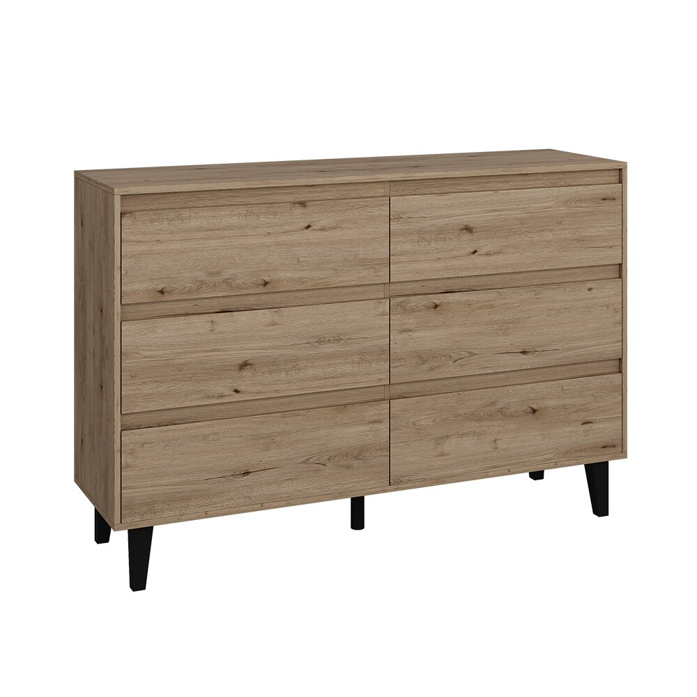 Vicco Sideboard Bahia Eiche 139 x 92 cm mit 6 Schubladen