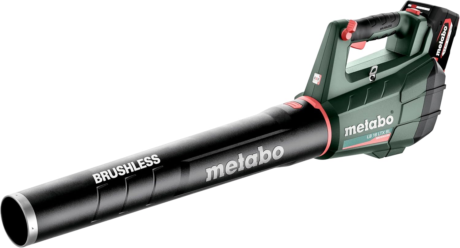 metabo Akku-Laubbläser LB 18 LTX BL – 601607650 – 18 V – Leiser Akku-Laubbläser mit starkem Motor und konstanter Blaskraft – Inkl. 2 Akkus und Ladegerät
