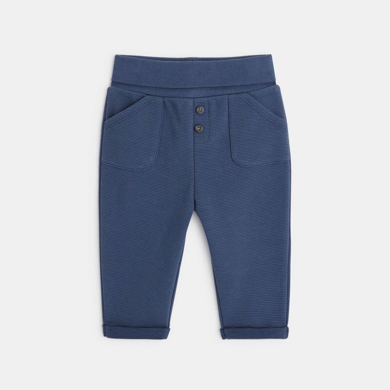 Sweat molleton et pantalon maille côtelée bleu naissance Bleu