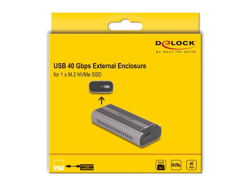 Delock Externes Gehäuse 1x M.2 NVMe PCIe SSD USB-C, 40 Gbps Delock USB Type-C 40 Gbps Gehäuse für 1 x M.2 NVMe PCIe SSD