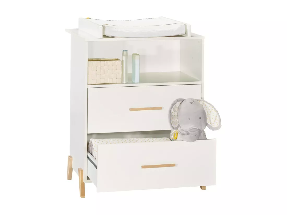Commode à langer sur pieds en bois blanc