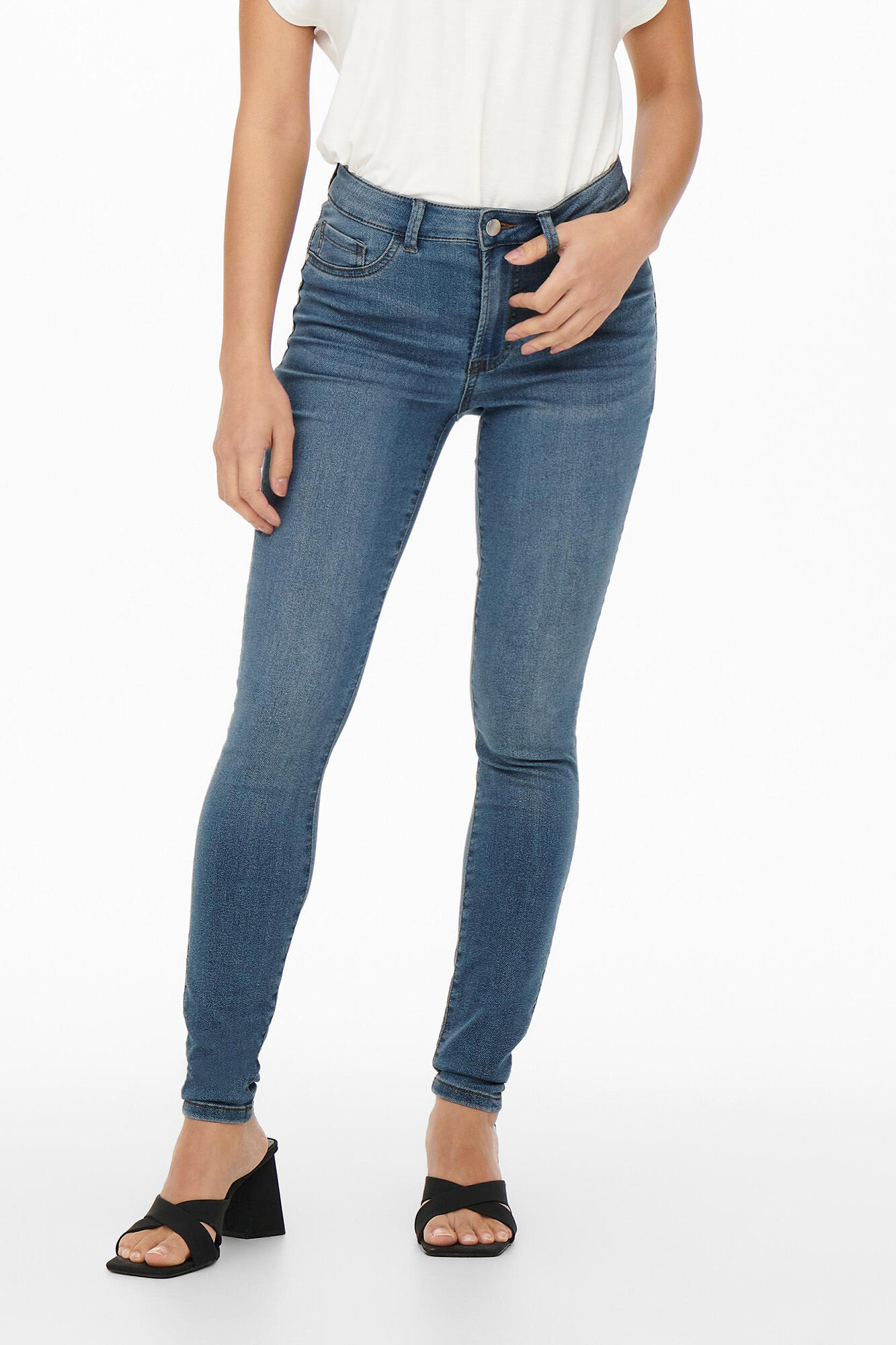 Calça jeans skinny de cintura alta
