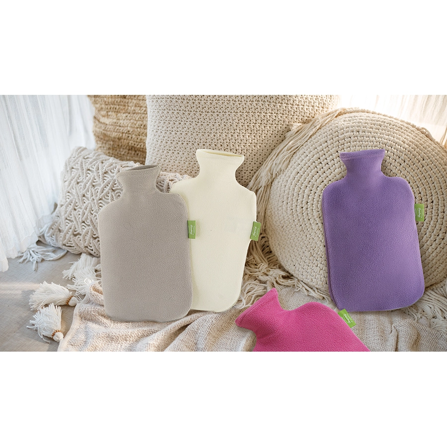fashy® Wärmflasche 2L mit Fleecebezug in elfenbein