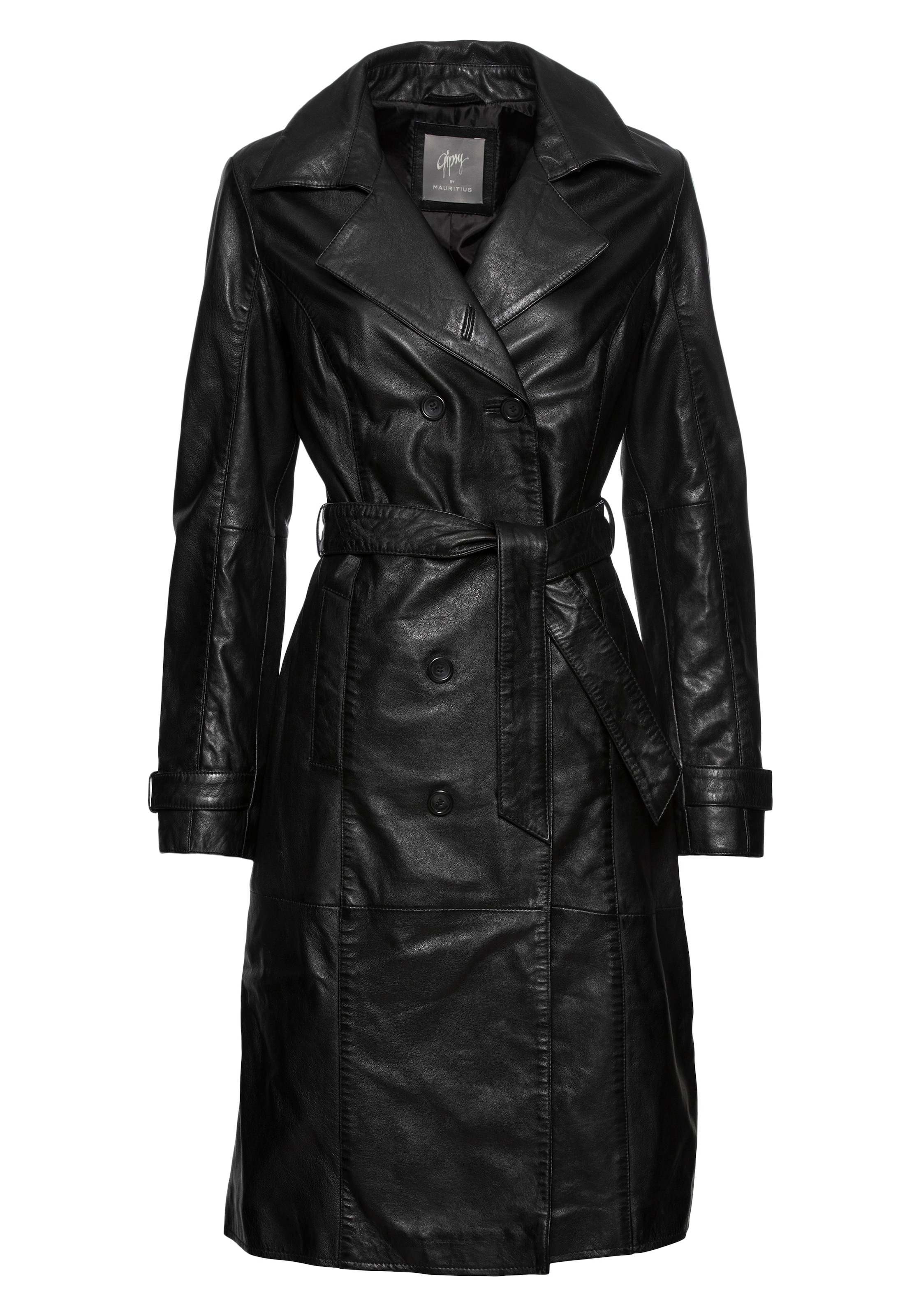 Mauritius Ledermantel »GWTaruh OT« 2 Stk. femininer Leder-Trenchcoat mit Bindegürtel