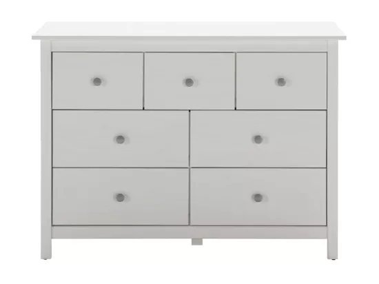 FRED - Commode 7 Tiroirs Bois Massif Coloris Blanc
