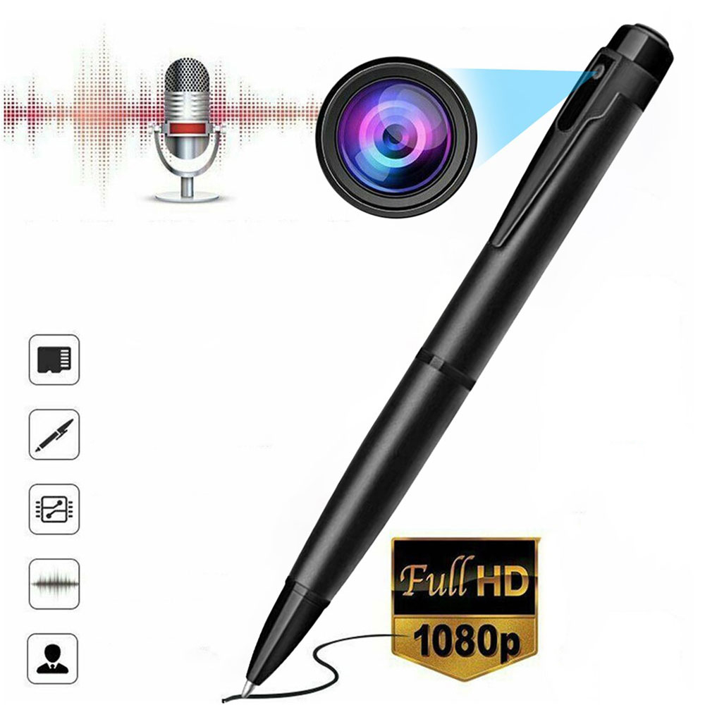 Full-HD Mini Kamera in Kugelschreiber-Gehäuse mit Sprachaktivierung / Akku (170mAh)   Micro SD Kartenslot - Schwarz