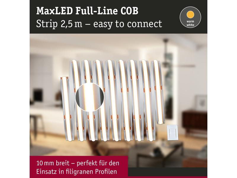 Paulmann LED-Stripe MaxLED 1000 Einzelstripe COB, 2700K, 2. LED Streifen Full-Line COB Basisset