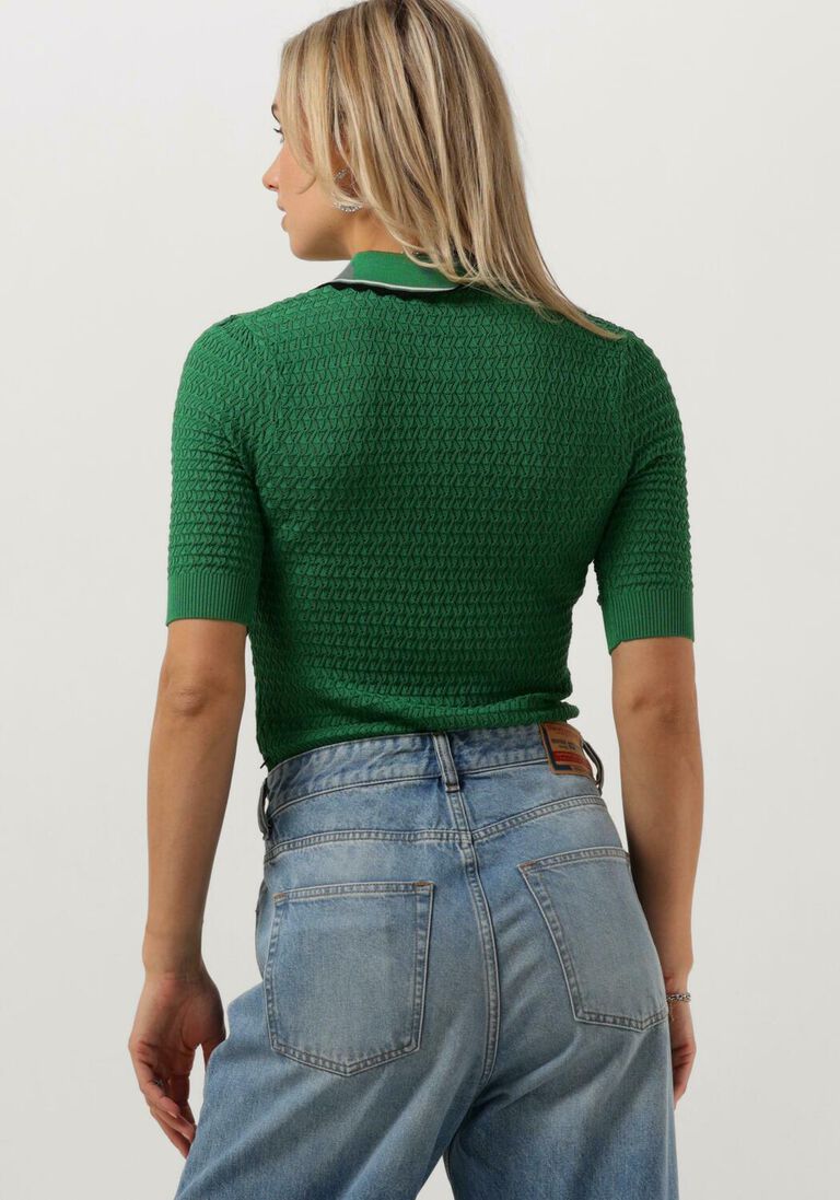 SCOTCH & SODA groene scotch & soda polo pointelle collared knitted tee
