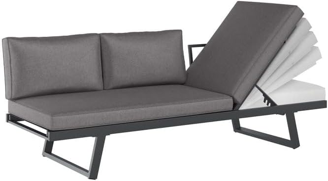 OUTLIV. Gartenloungesofa Lucca, Aluminium,Olefin, wetterfest, mit Verstellbarer Sitzfläche, 200x71x76 cm, Anthrazit
