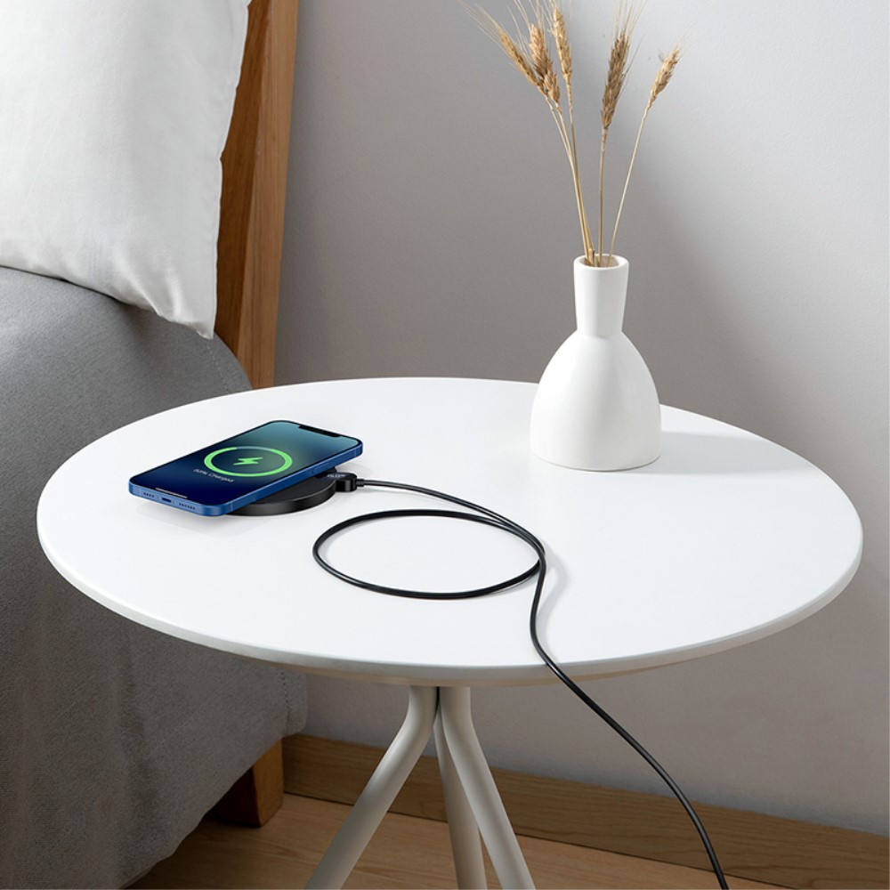 (15W) Qi Wireless Charger Induktionsladegerät mit LED Display - Schwarz
