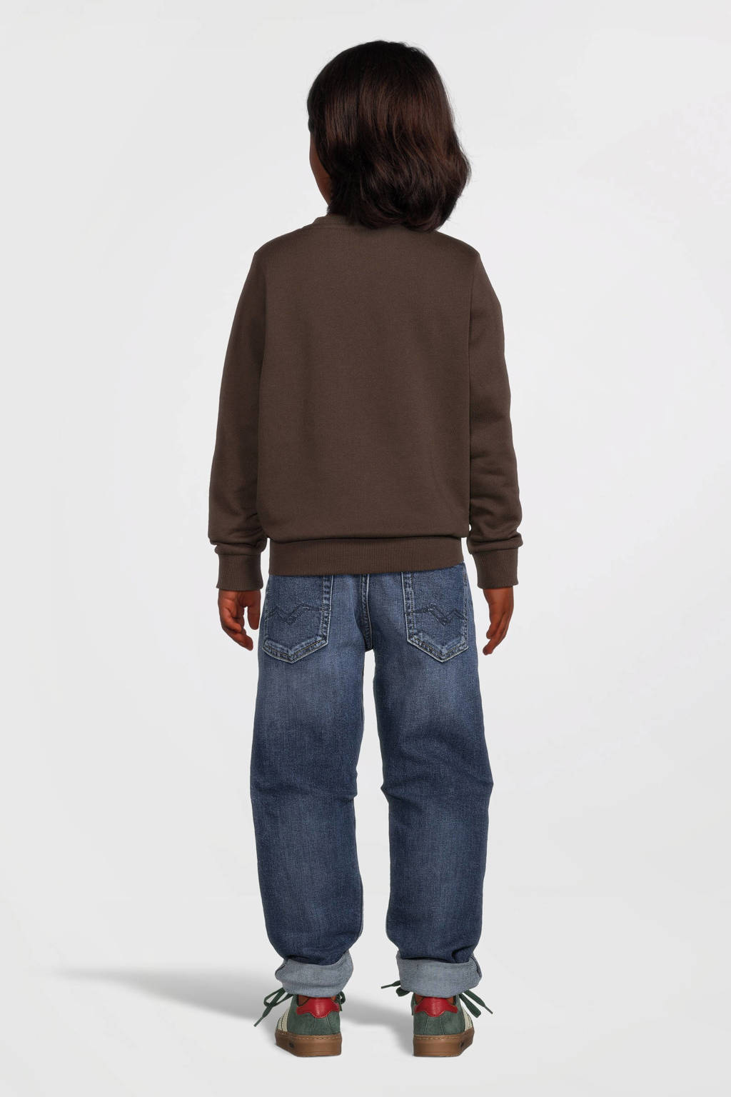 NAME IT sweater NKMOKLOKKEN met printopdruk donkerbruin
