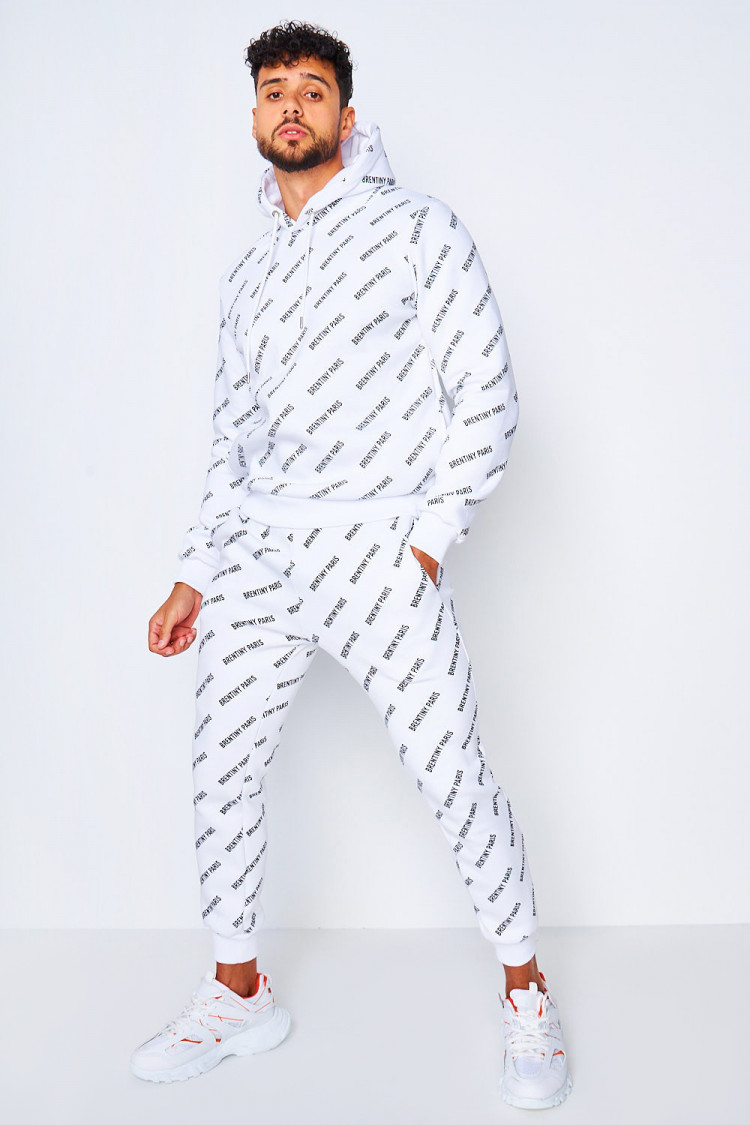 Ensemble blanc sweat + jogging imprimé Brentiny