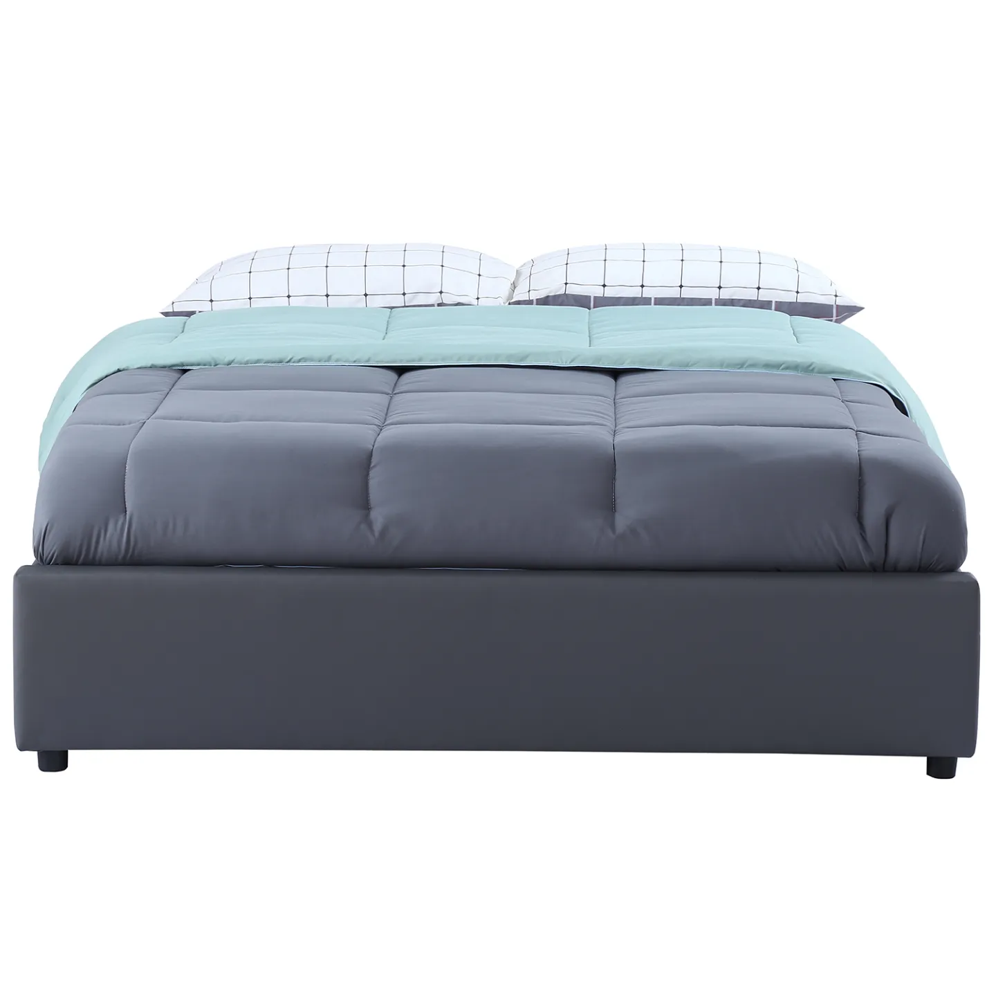 Lit coffre double MIAMI avec sommier 140 x 190 cm PVC gris
