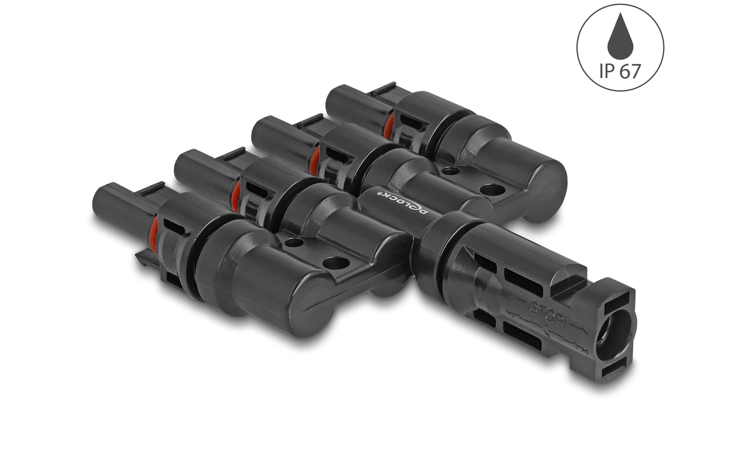 DL4 Solar Konnektor 1x Stecker zu 4x Buchse, IP67Delock DL4 Solar Konnektor 1 x Stecker zu 4 x Buchse