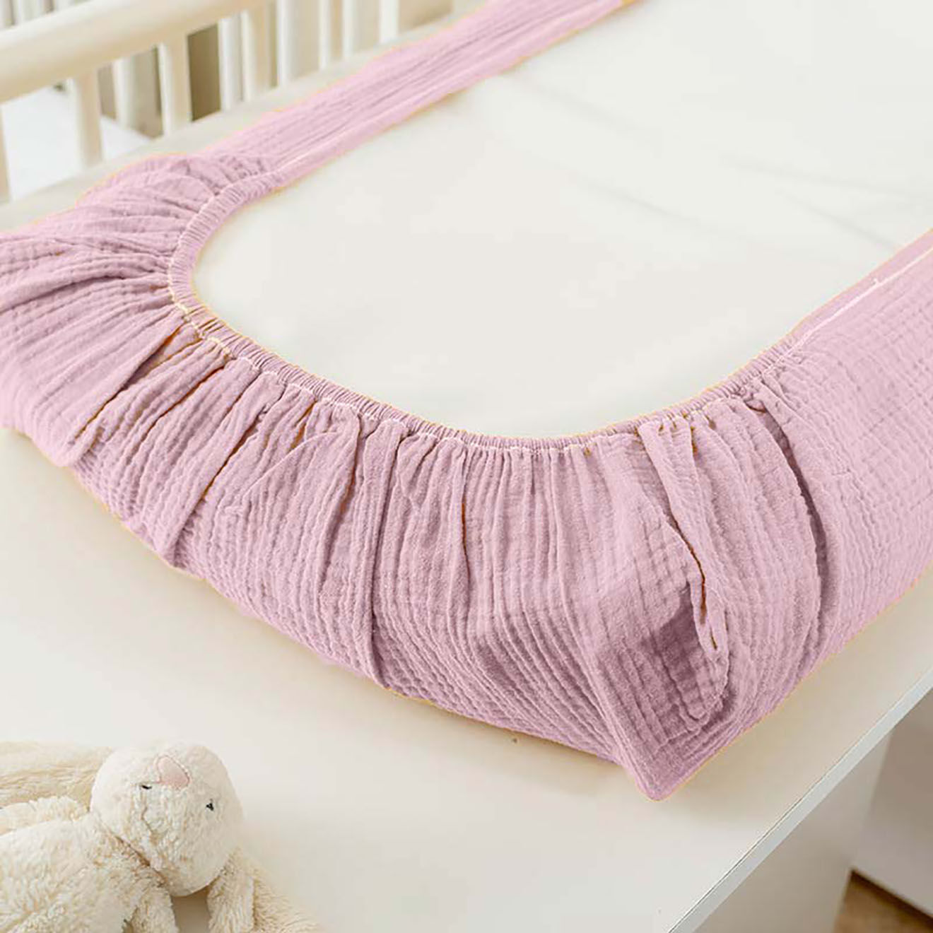 Papate Housse de Matelas à Langer en Coton Bio rose - 50x70 cm