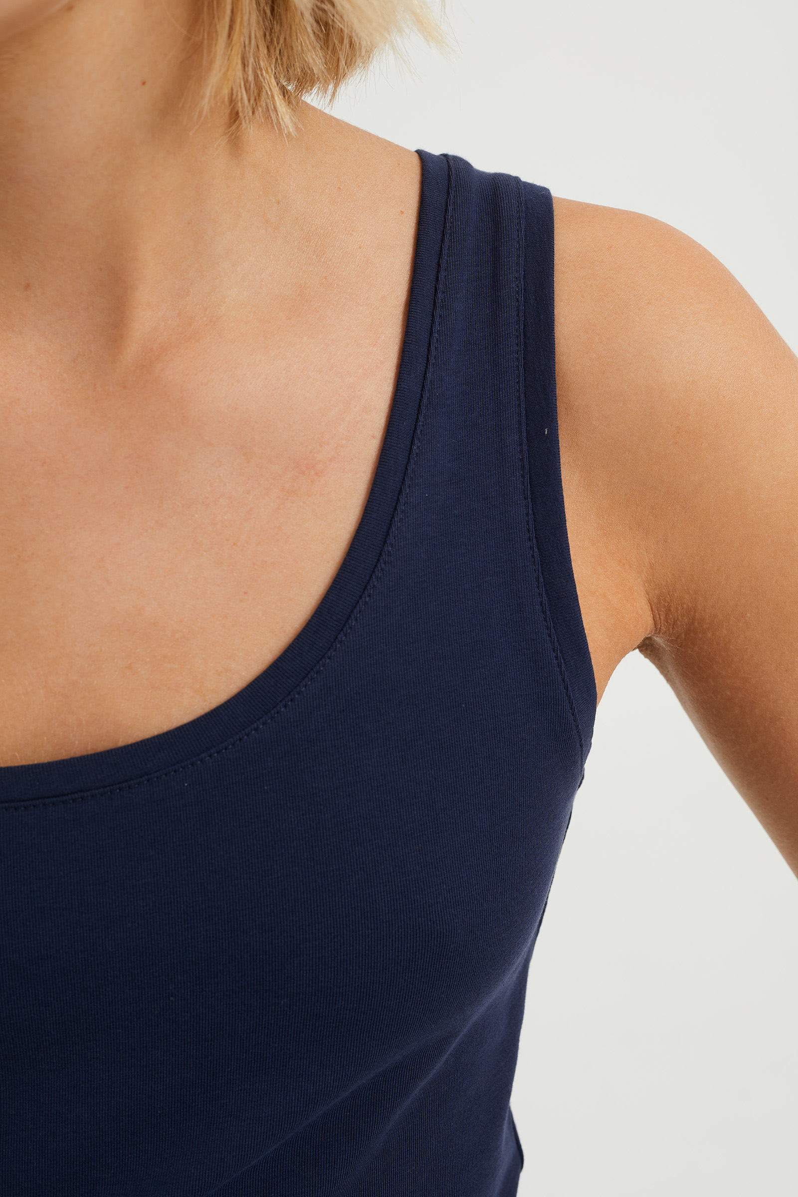 singlet van katoenmix WE Fashion Donkerblauw