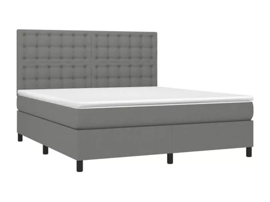 Sommier tapissier et matelas et LED Gris foncé 180x200 cm Tissu