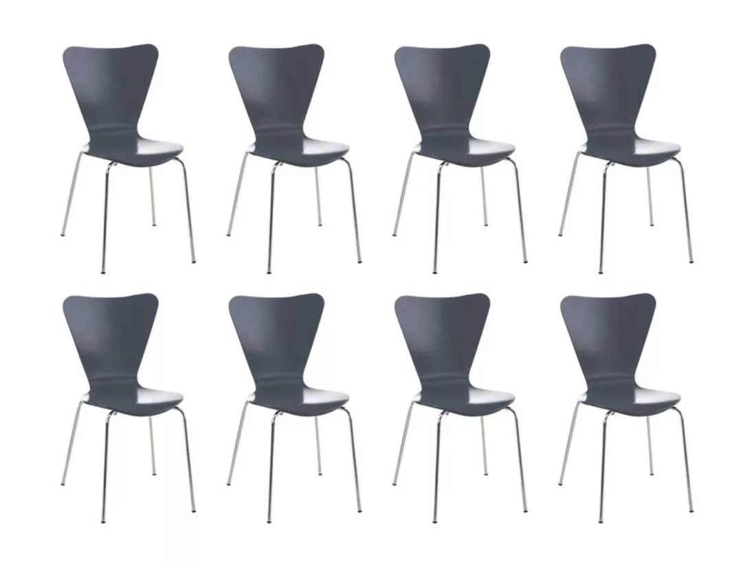 Lot de 8 Chaise de conférence - Bois & Nature - Gris - Calisto