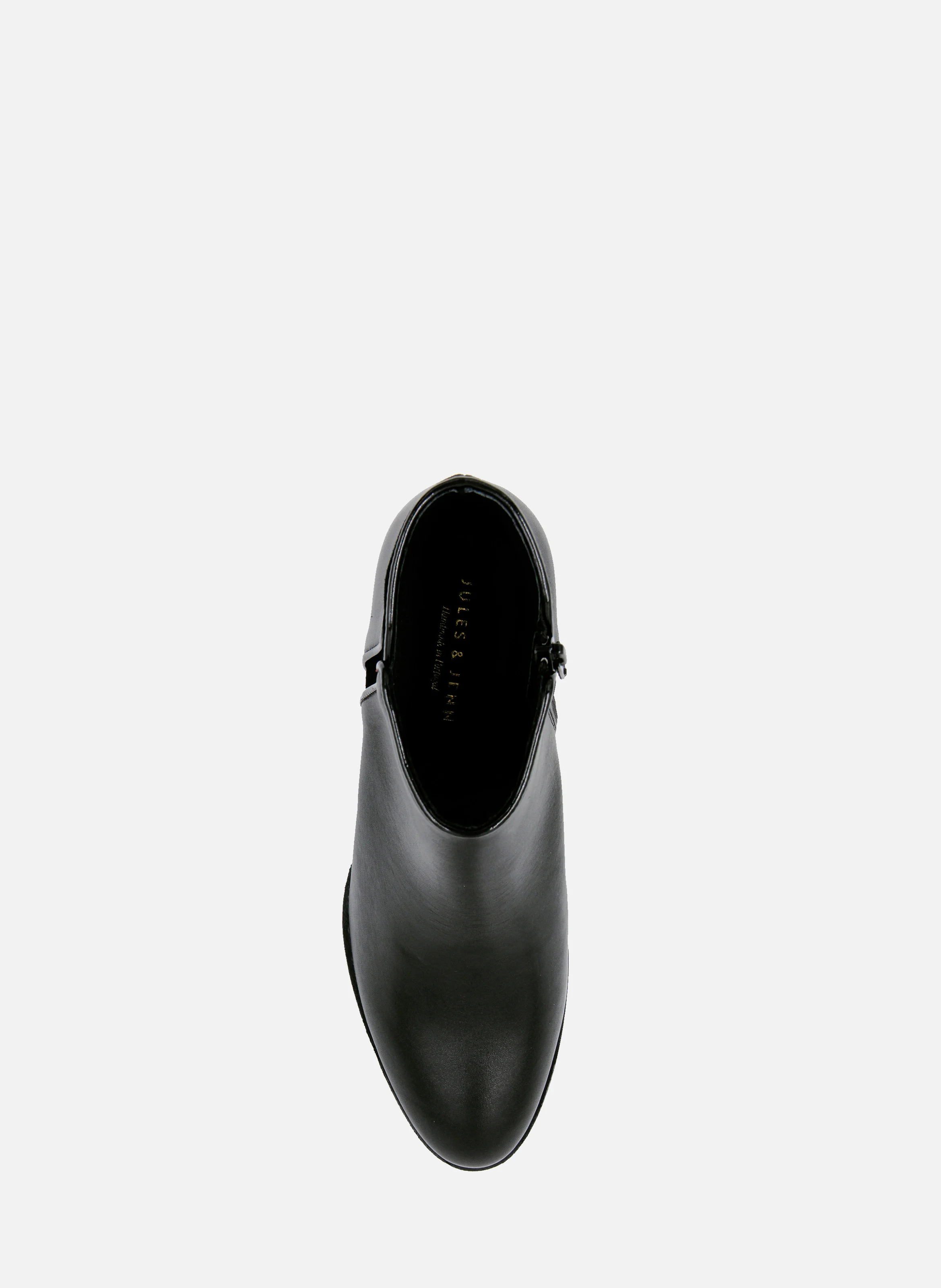 Bottine moyen talon cuir lisse | Noir
