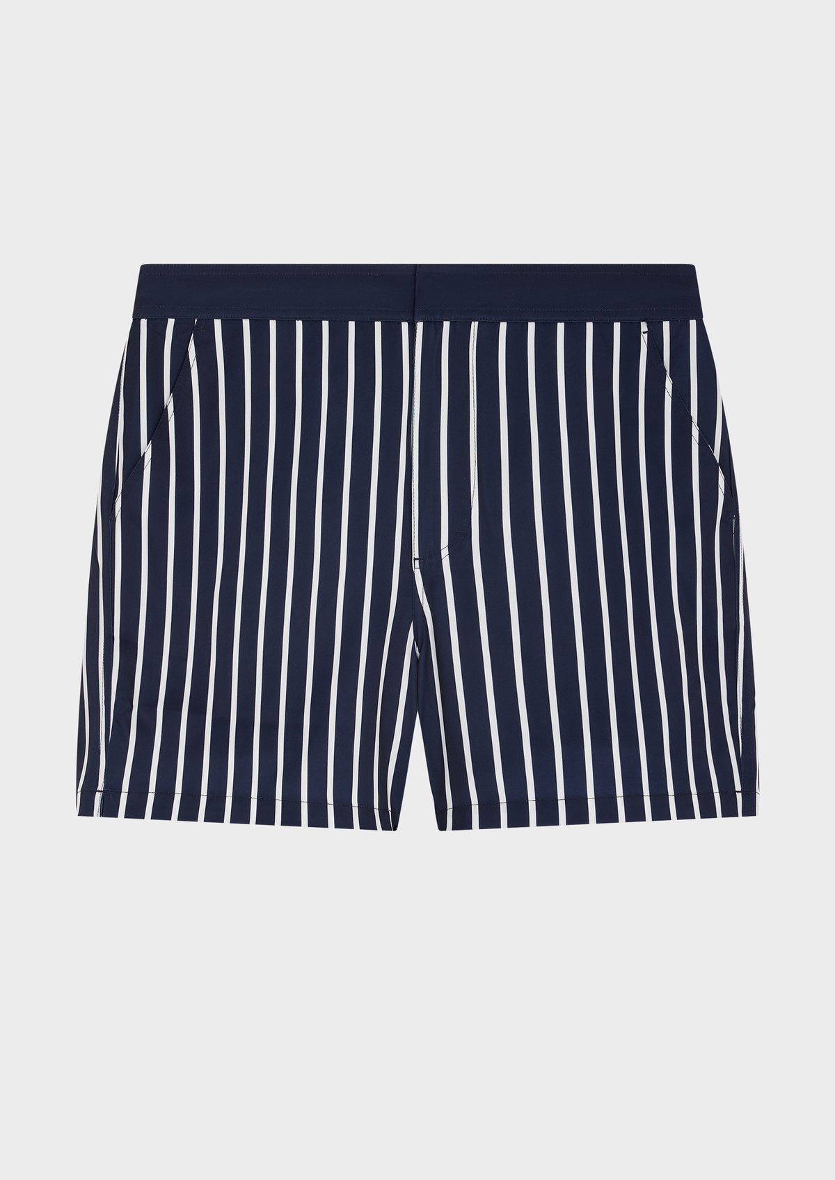 Maillot de bain bleu marine à rayures blanches