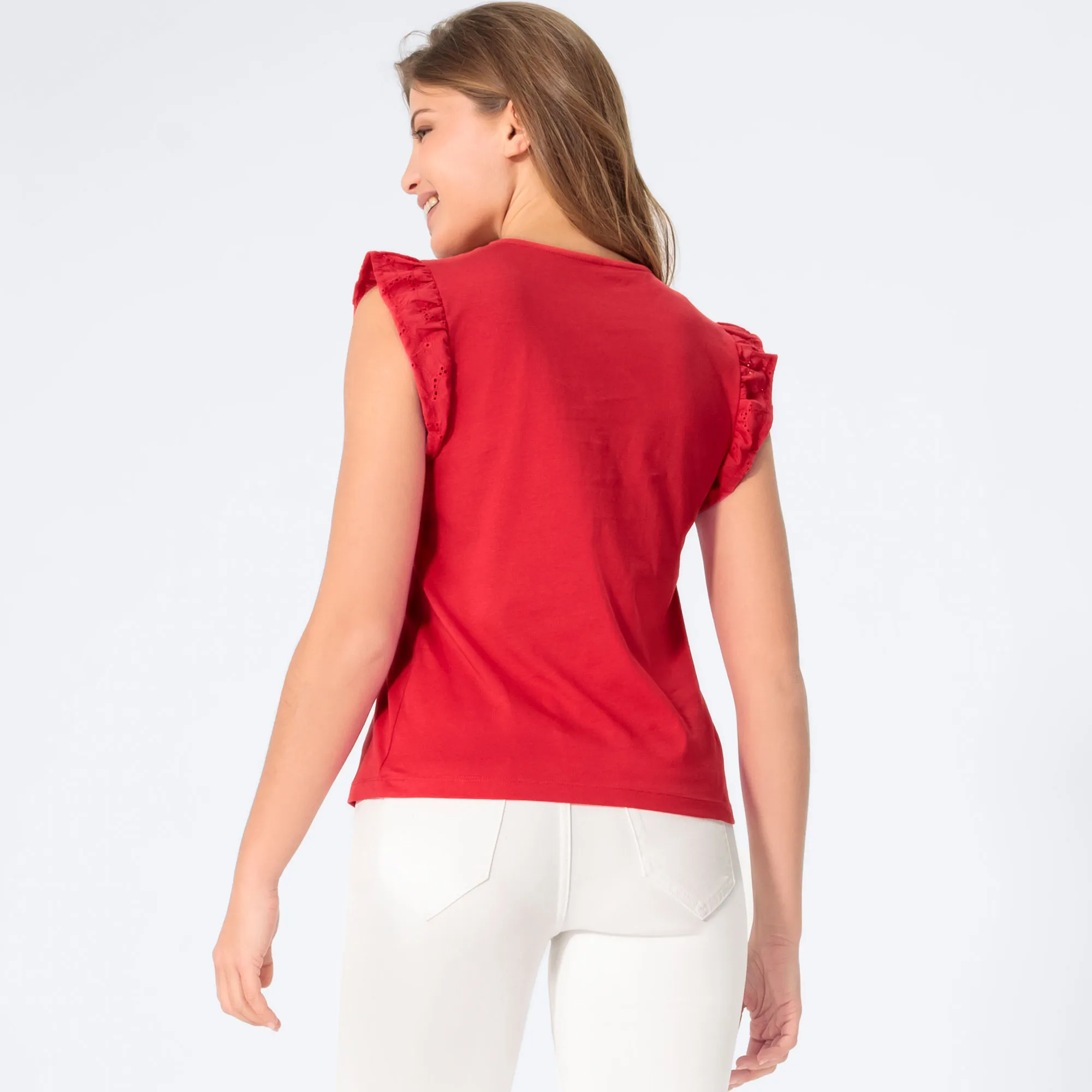 Damen-T-Shirt mit Spitzeneinsatz