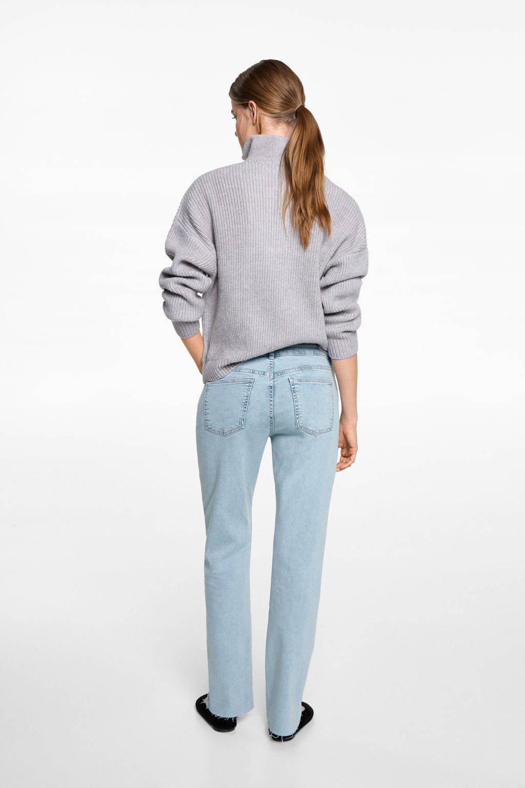MANGO TEEN straight regular waist light blue denim