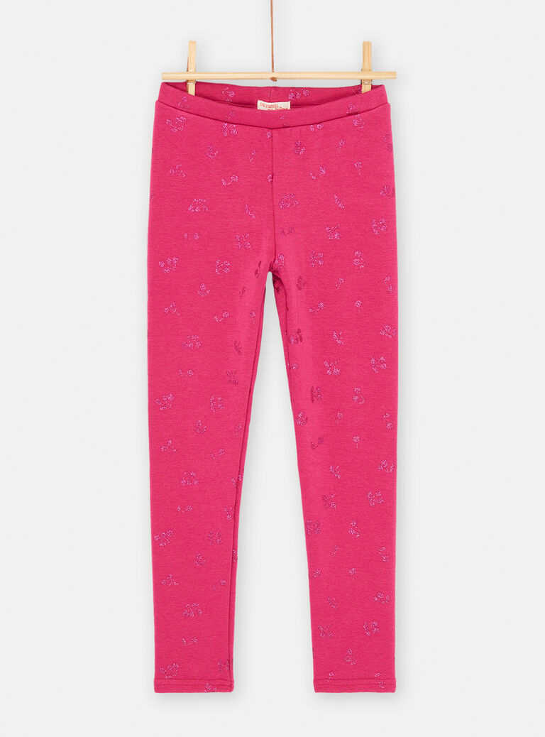 Legging rose pétunia à imprimé cerise pour fille