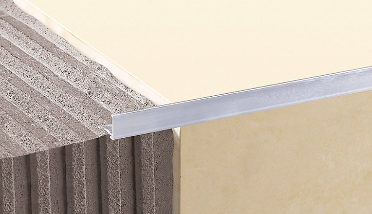 Profilé de carrelage intérieur Diall droit aluminium brut chromé lisse L.2,5m x l.22cm x ep.12,5mm