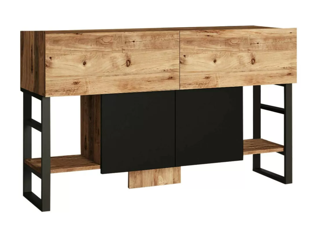 Console Helene, Table polyvalente, Armoire de rangement, Bureau du couloir, 139x43 h84 cm, Chêne