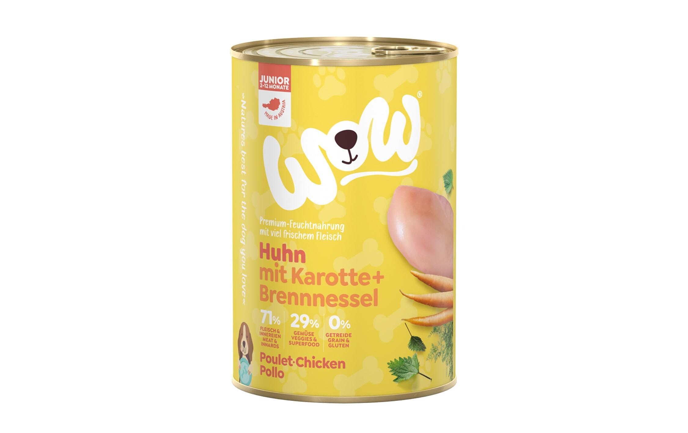 Nassfutter Junior Huhn, 400 gAlleinfutter-Menü speziell für Welpen und junge Hunde im Wachstum von 2 bis 12 Monaten