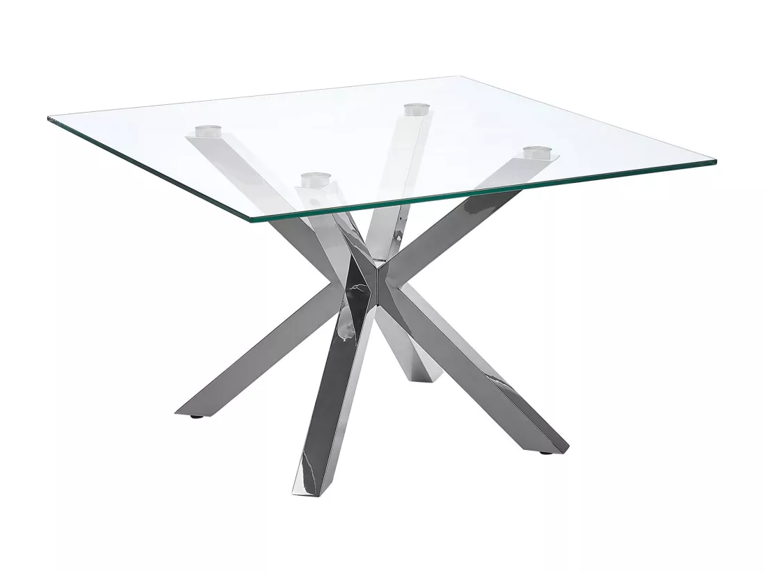 Table basse en verre avec pieds argentés 70 x 70 cm STARLIGHT