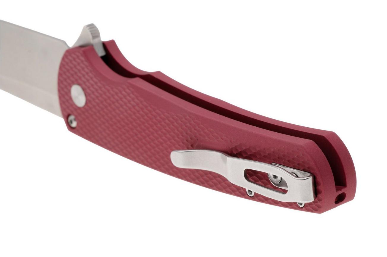 Pro-Tech Malibu 5405-LTD-RED, Stonewashed CPM MagnaCut, Reverse Tanto, Polished Clip, Red Textured Aluminium, zakmes
