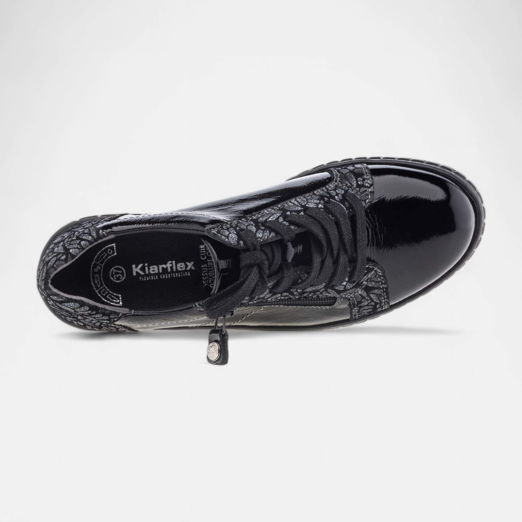 Derbies pieds sensibles Femme en cuir noir vernis