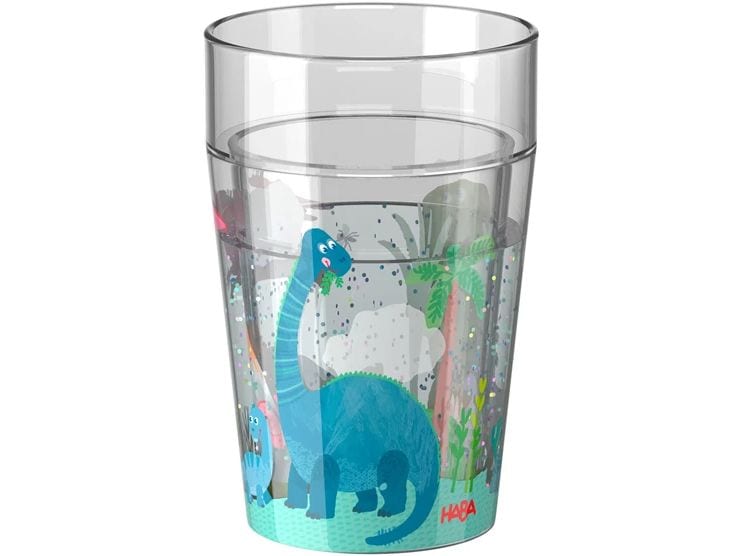 Haba Kindertrinkglas Dino Mehrfarbig Kinderbecher mit Glitzereffekt