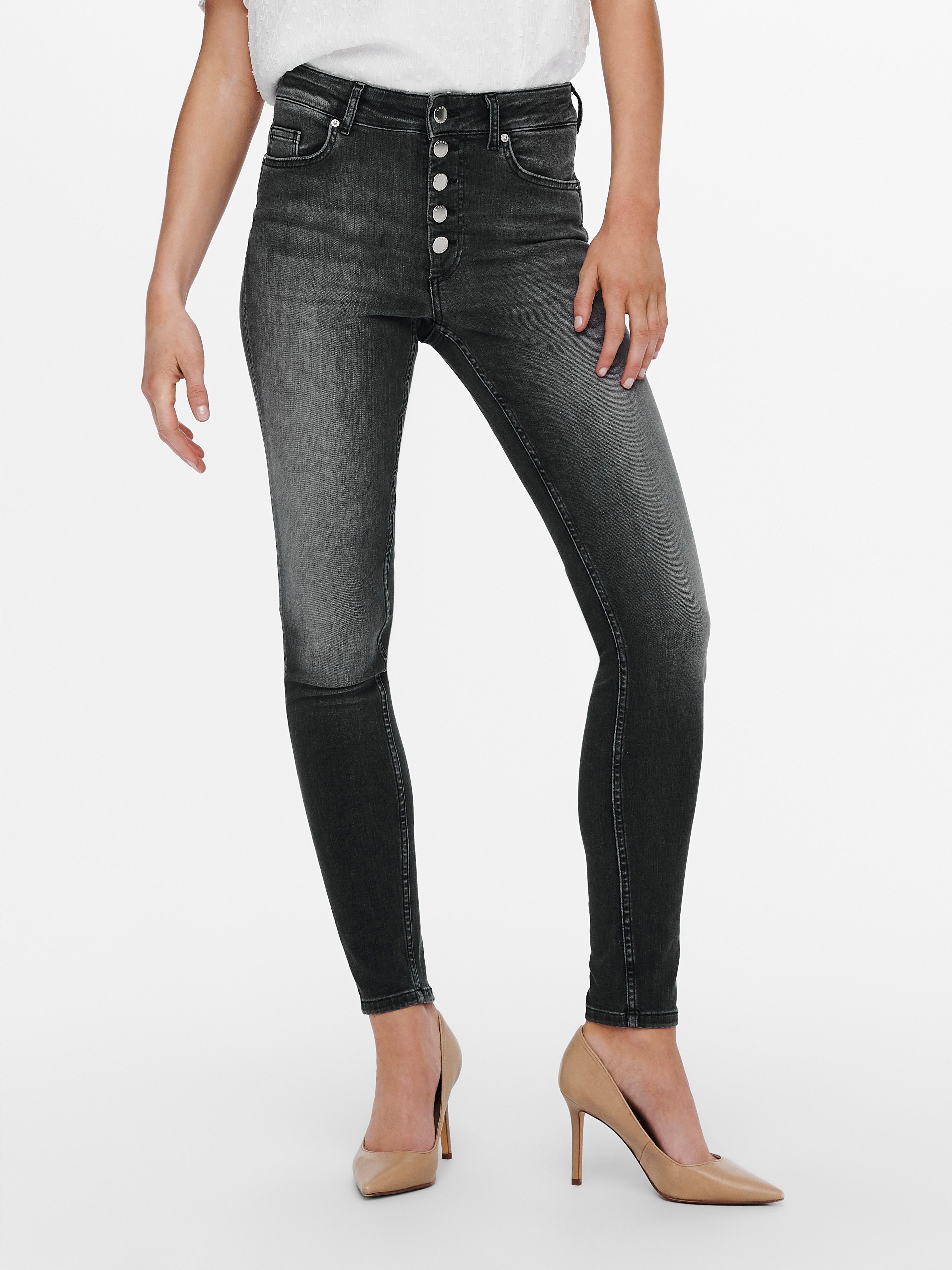 ONLBOBBY Mittlere Taille Skinny Fit Jeans Grey Denim