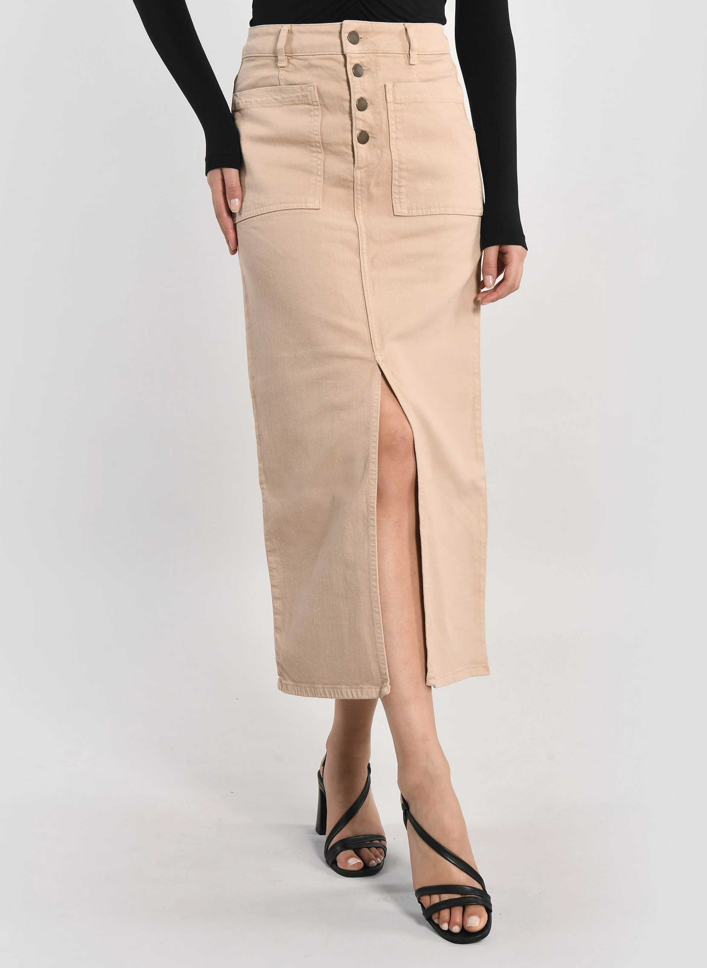 THADEE - Jupe midi en coton | Beige